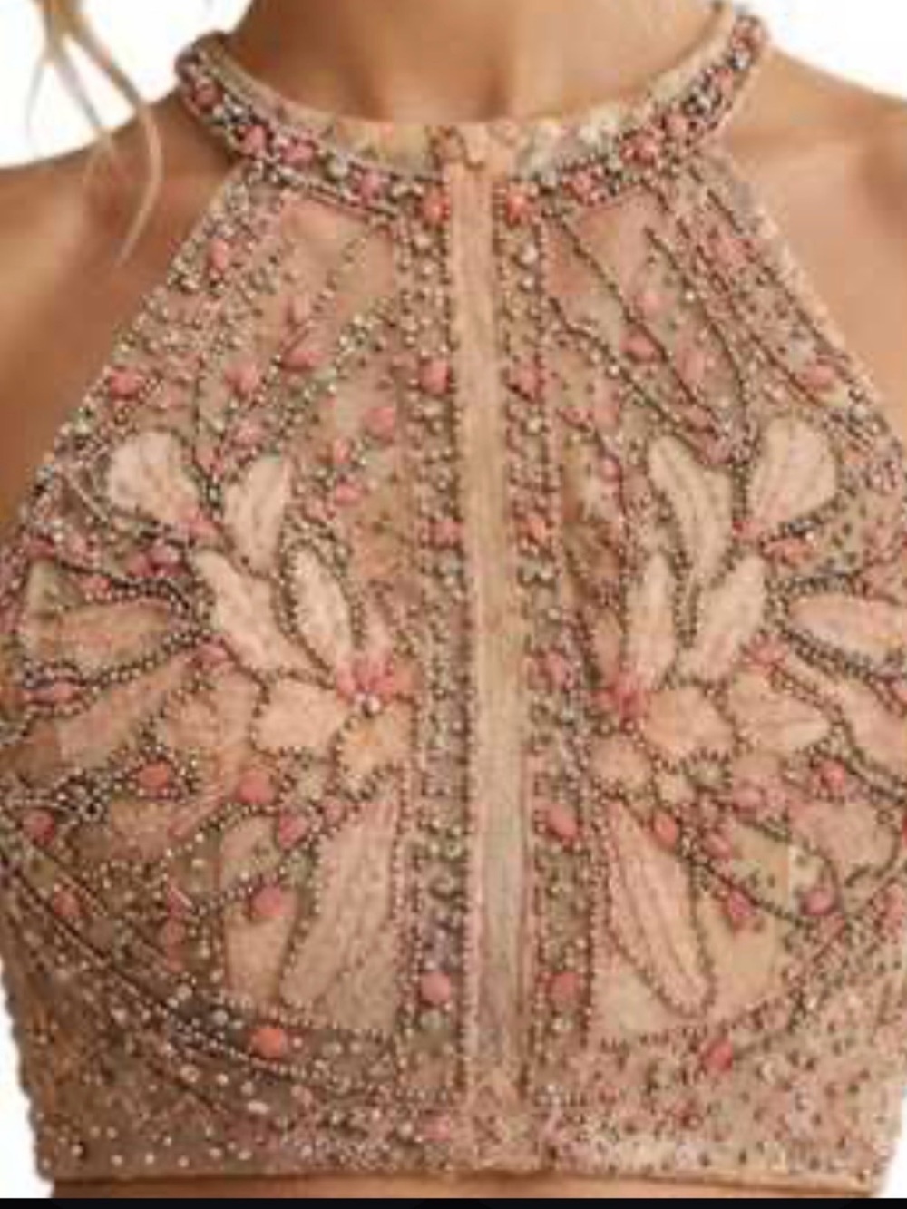 Vintage sequino Halter Crop Top bustier in Blush Pink